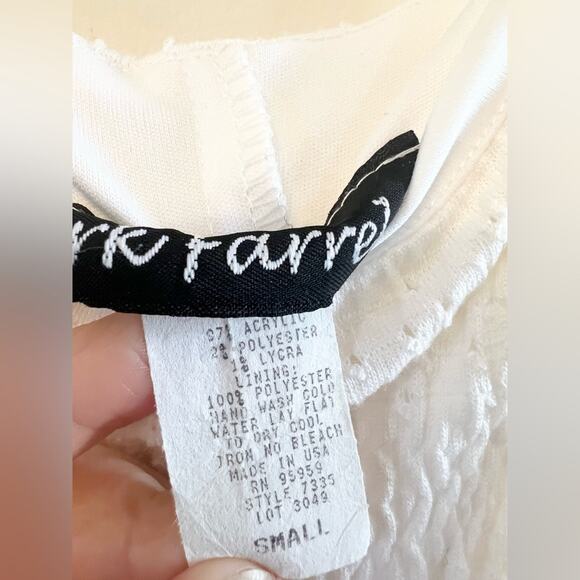 Vintage Y2K white dress 3D appliqué rose lettuce hem 2000s 90s bridal summer S - Picture 3 of 8